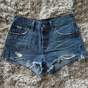 Levi’s cutoff denim 501 mid rise shorts